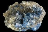 Blue Cubic Fluorite on Quartz - China #111910-1